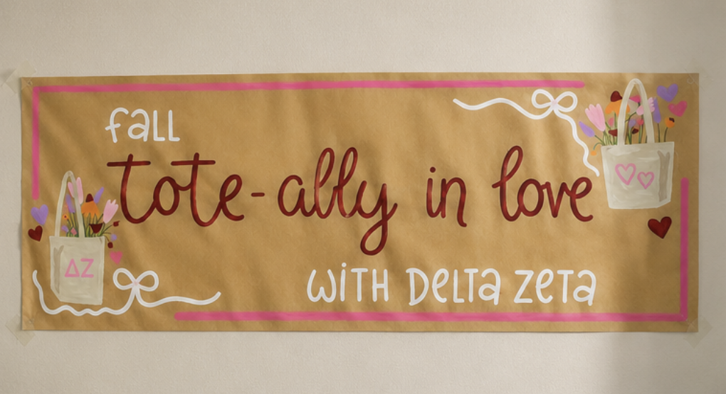 Hand-painted sorority banner — Fall Tote-ally in Love with Delta Zeta
